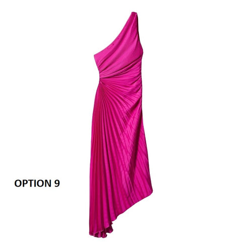 New Sexy One-Shoulder Sleeveless Satin Asymmetric Floral Long Dress CODE: KAR2190