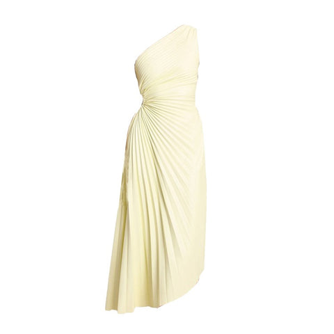 New Sexy One-Shoulder Sleeveless Satin Asymmetric Floral Long Dress CODE: KAR2190