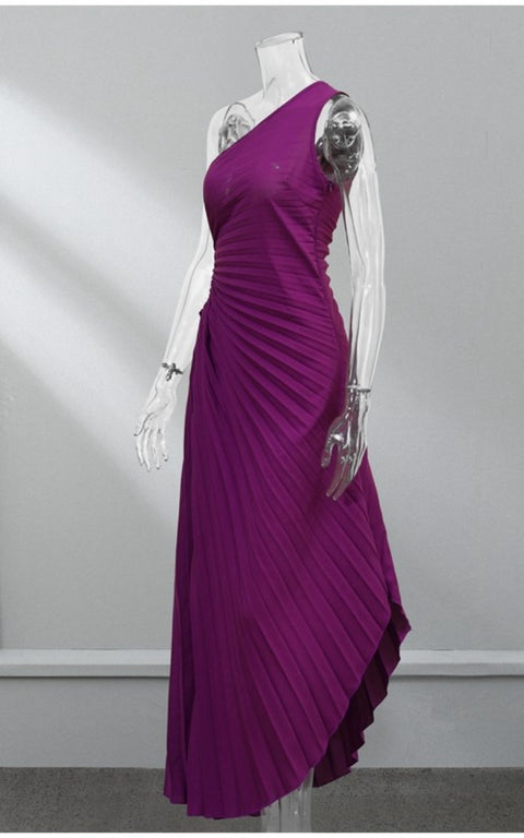 New Sexy One-Shoulder Sleeveless Satin Asymmetric Floral Long Dress CODE: KAR2190