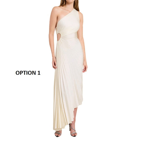 New Sexy One-Shoulder Sleeveless Satin Asymmetric Floral Long Dress CODE: KAR2190