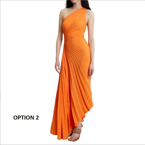 New Sexy One-Shoulder Sleeveless Satin Asymmetric Floral Long Dress CODE: KAR2190