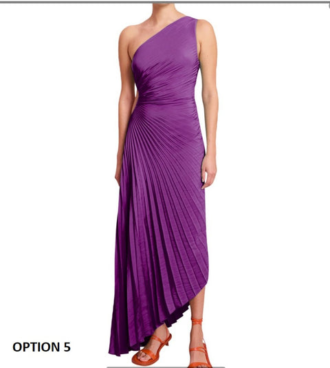 New Sexy One-Shoulder Sleeveless Satin Asymmetric Floral Long Dress CODE: KAR2190
