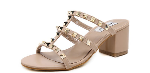 Sexy New Rivet Pointed Nude Bandage High Buckle Thin High-heel CODE: KAR2191