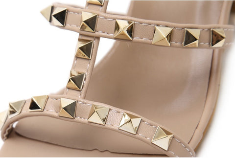 Sexy New Rivet Pointed Nude Bandage High Buckle Thin High-heel CODE: KAR2191