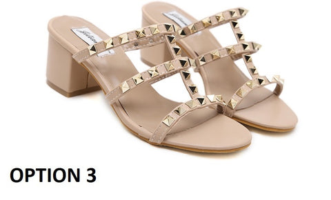 Sexy New Rivet Pointed Nude Bandage High Buckle Thin High-heel CODE: KAR2191