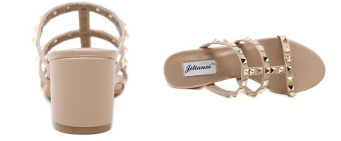 Sexy New Rivet Pointed Nude Bandage High Buckle Thin High-heel CODE: KAR2191