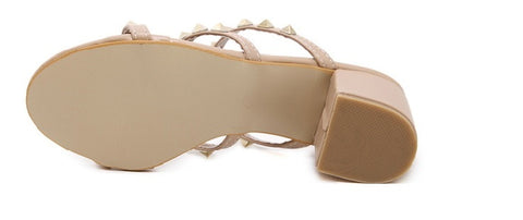 Sexy New Rivet Pointed Nude Bandage High Buckle Thin High-heel CODE: KAR2191