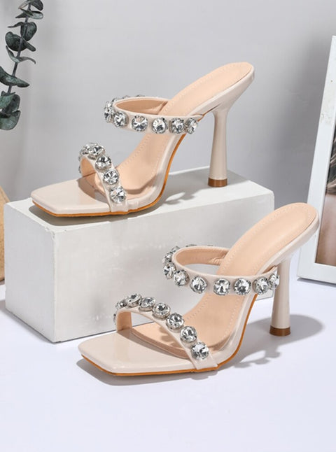 New Fashion Crystal Diamond Design Square Toe High heel Sandals CODE: KAR2192
