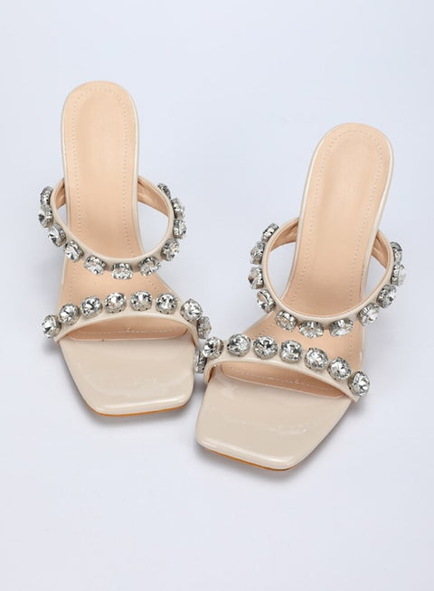 New Fashion Crystal Diamond Design Square Toe High heel Sandals CODE: KAR2192