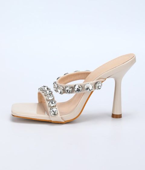 New Fashion Crystal Diamond Design Square Toe High heel Sandals CODE: KAR2192