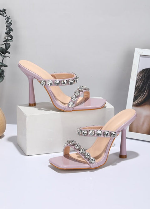 New Fashion Crystal Diamond Design Square Toe High heel Sandals CODE: KAR2192