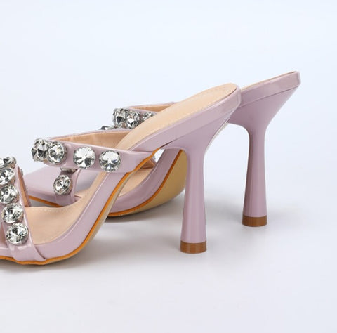 New Fashion Crystal Diamond Design Square Toe High heel Sandals CODE: KAR2192