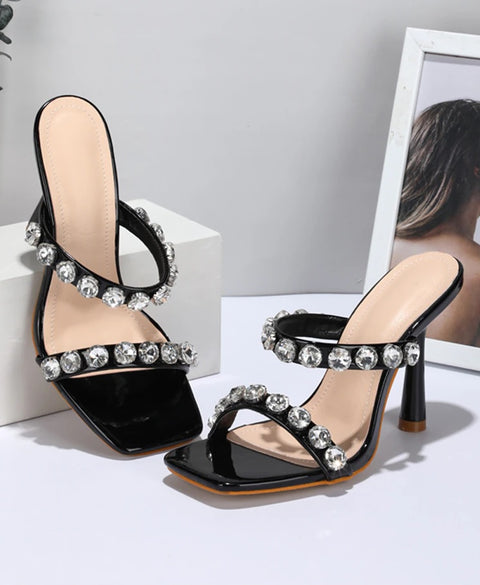 New Fashion Crystal Diamond Design Square Toe High heel Sandals CODE: KAR2192