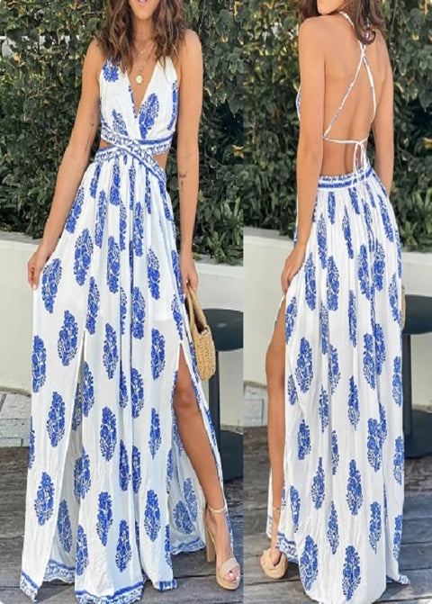 Summer Casual Elegant Sexy Bohemian Backless Long Maxi Dress CODE: KAR2193