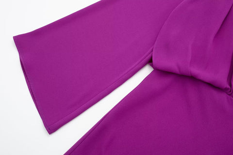 Summer New Pleated Satin Long Sleeve Maxi Long Dress CODE: KAR2205