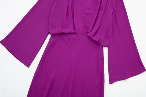 Summer New Pleated Satin Long Sleeve Maxi Long Dress CODE: KAR2205