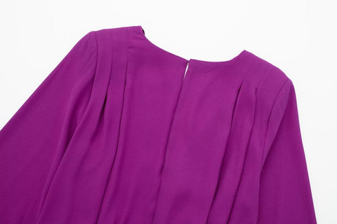 Summer New Pleated Satin Long Sleeve Maxi Long Dress CODE: KAR2205