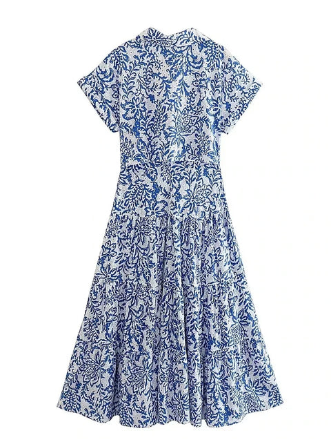 Summer Embroidery Ruffle Cutwork Short Sleeve Long Midi Dress CODE: KAR2206