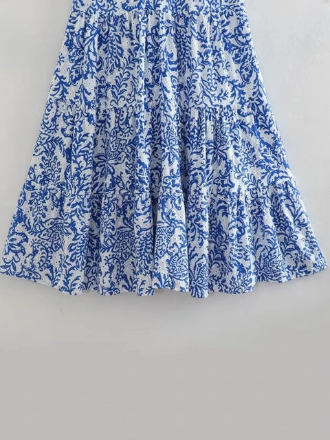 Summer Embroidery Ruffle Cutwork Short Sleeve Long Midi Dress CODE: KAR2206