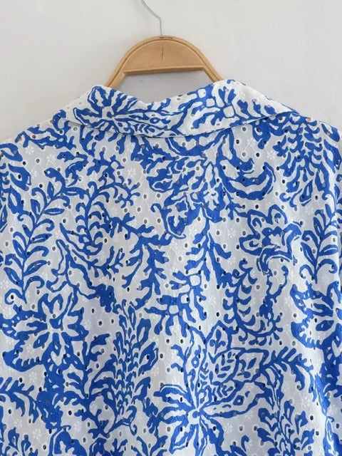 Summer Embroidery Ruffle Cutwork Short Sleeve Long Midi Dress CODE: KAR2206