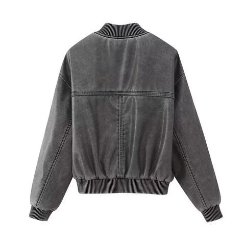 New Turtleneck Cropped Long Sleeve Zip Casual Jacket CODE: KAR2207