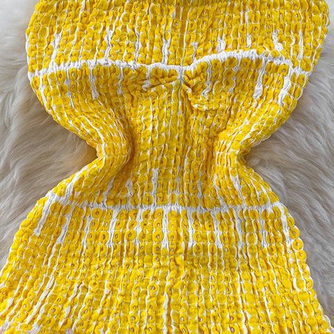 New Halter Strapless Embroidered Hollow Out Off Shoulder Backless Ruffle Robe Mini Dress CODE: READY1575