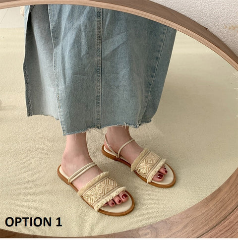 Summer Tassel Fashion Open Toe Elegant Outdoor Flat CODE: KAR2212