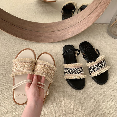 Summer Tassel Fashion Open Toe Elegant Outdoor Flat CODE: KAR2212