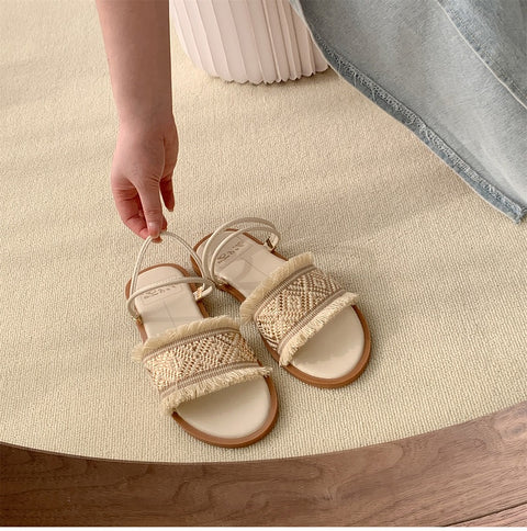 Summer Tassel Fashion Open Toe Elegant Outdoor Flat CODE: KAR2212