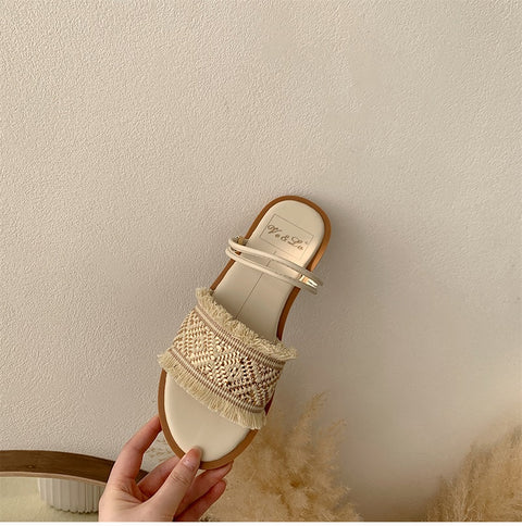 Summer Tassel Fashion Open Toe Elegant Outdoor Flat CODE: KAR2212