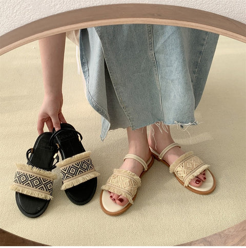 Summer Tassel Fashion Open Toe Elegant Outdoor Flat CODE: KAR2212
