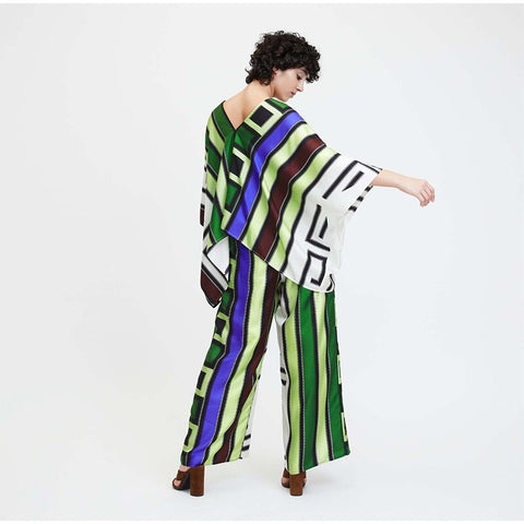 Autumn Printed Bat Sleeves Top High Waist Straight Pant 2 Piece Casual Set CODE: KAR2215