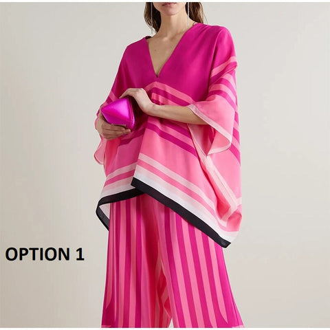 Autumn Printed Bat Sleeves Top High Waist Straight Pant 2 Piece Casual Set CODE: KAR2215