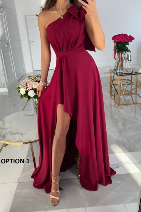 New Fashion Diagonal Shoulder Casual Large Swing Elegant Dress CODE: KAR2219