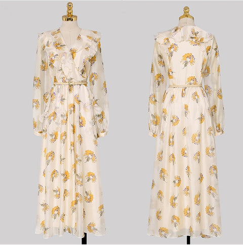 Summer Elegant Fashion Bohemian Print Long Sleeve Long Maxi Dress CODE: KAR2229