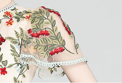 New Embroidery High Quality Elegant Floral Designer Mesh Dress CODE: KAR2234