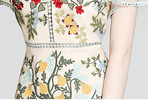 New Embroidery High Quality Elegant Floral Designer Mesh Dress CODE: KAR2234