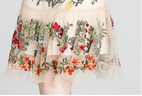 New Embroidery High Quality Elegant Floral Designer Mesh Dress CODE: KAR2234