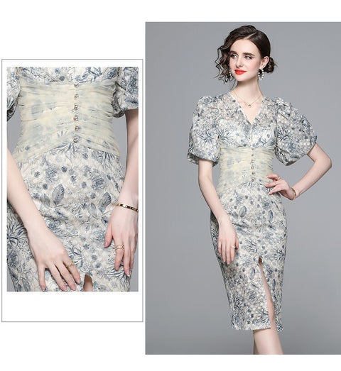 New Embroidery High Quality Lace Splicing Long Dress CODE: KAR2235