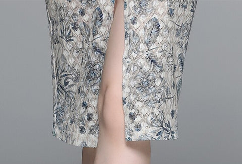 New Embroidery High Quality Lace Splicing Long Dress CODE: KAR2235