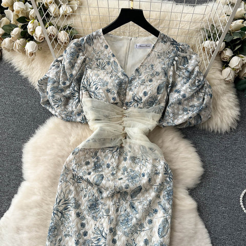 New Embroidery High Quality Lace Splicing Long Dress CODE: KAR2235