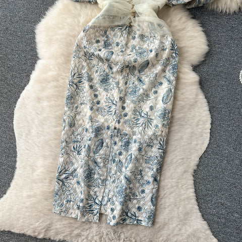 New Embroidery High Quality Lace Splicing Long Dress CODE: KAR2235