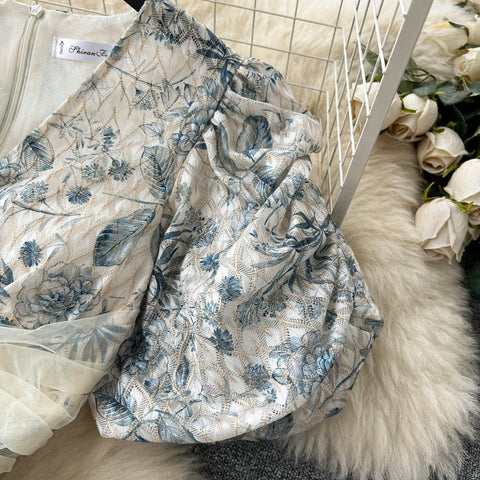 New Embroidery High Quality Lace Splicing Long Dress CODE: KAR2235
