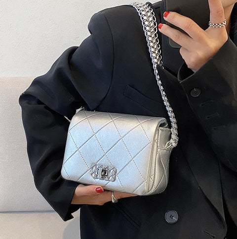 New Summer Rhombus Chain Single Shoulder Texture Small Square Bag CODE: KAR2238