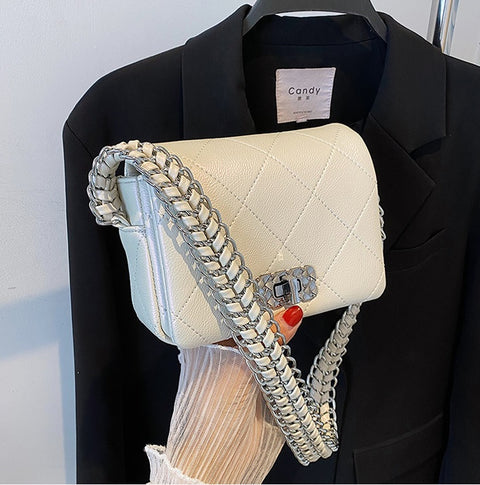 New Summer Rhombus Chain Single Shoulder Texture Small Square Bag CODE: KAR2238