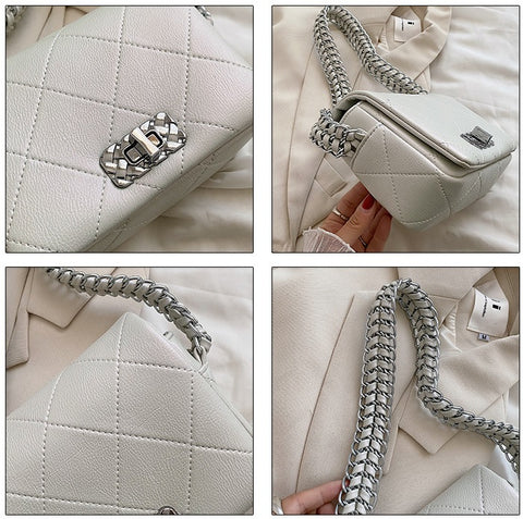 New Summer Rhombus Chain Single Shoulder Texture Small Square Bag CODE: KAR2238