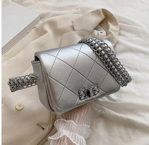 New Summer Rhombus Chain Single Shoulder Texture Small Square Bag CODE: KAR2238