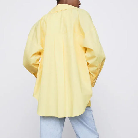 New Fashion Multicolor Loose Asymmetric Poplin Long Sleeve Button Shirt CODE: KAR2248