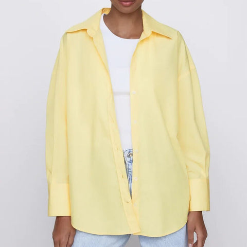 New Fashion Multicolor Loose Asymmetric Poplin Long Sleeve Button Shirt CODE: KAR2248