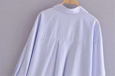 New Fashion Multicolor Loose Asymmetric Poplin Long Sleeve Button Shirt CODE: KAR2248